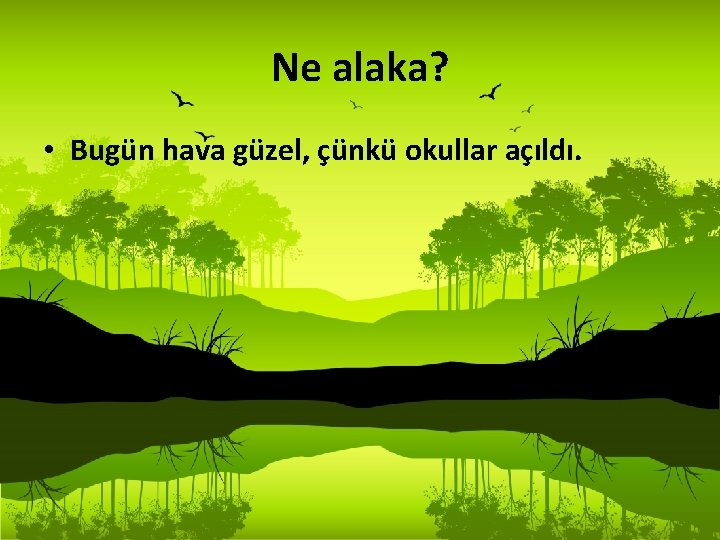 Ne alaka? • Bugün hava güzel, çünkü okullar açıldı. 