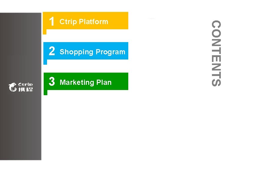 Ctrip Platform 2 Shopping Program 3 Marketing Plan CONTENTS 1 