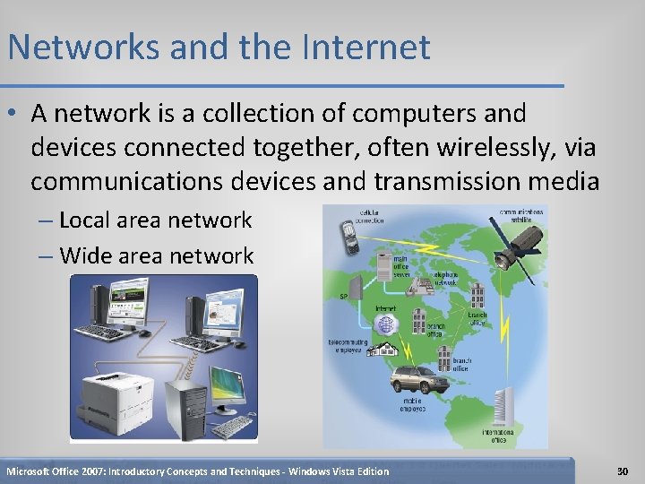 Networks and the Internet • A network is a collection of computers and devices