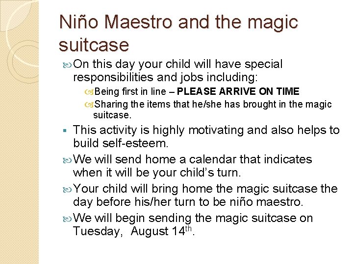 Niño Maestro and the magic suitcase On this day your child will have special Niño Maestro and the magic suitcase On this day your child will have special