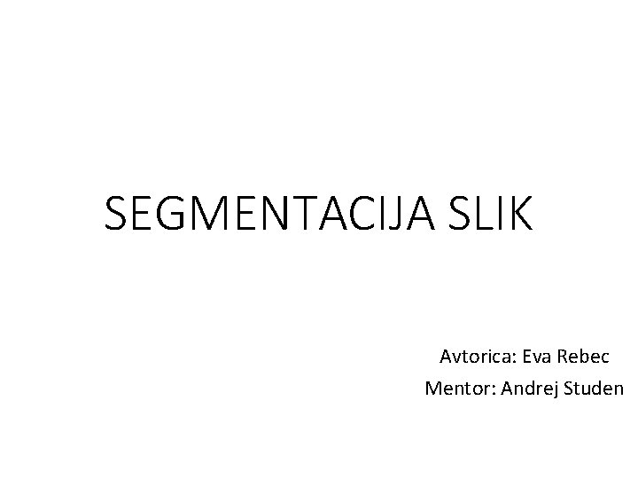 SEGMENTACIJA SLIK Avtorica: Eva Rebec Mentor: Andrej Studen 