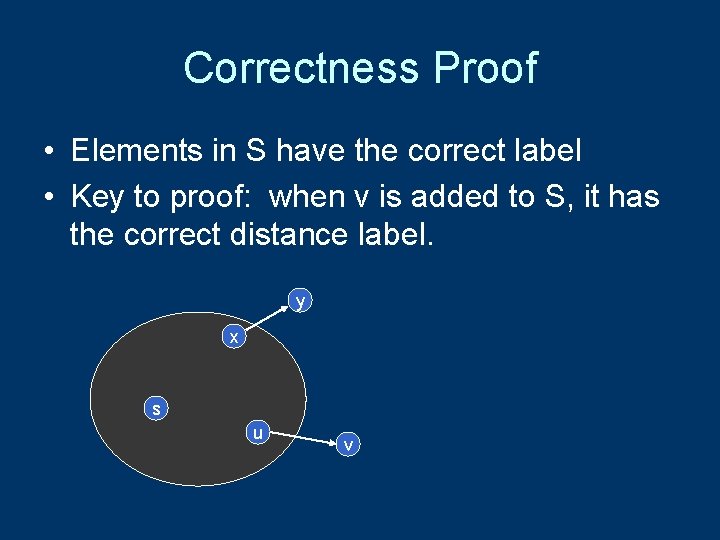 Correctness Proof • Elements in S have the correct label • Key to proof: