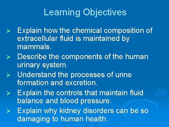 Learning Objectives Ø Ø Ø Explain how the chemical composition of extracellular fluid is