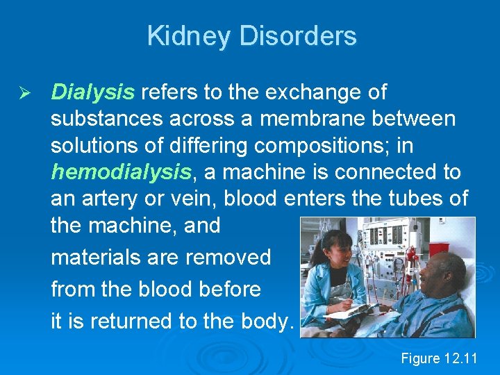 Kidney Disorders Ø Dialysis refers to the exchange of substances across a membrane between