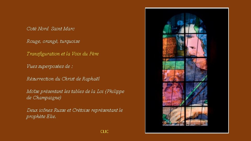 Coté Nord Saint Marc Rouge, orangé, turquoise Transfiguration et la Voix du Père Vues