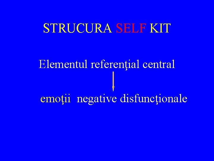 STRUCURA SELF KIT Elementul referenţial central emoţii negative disfuncţionale 