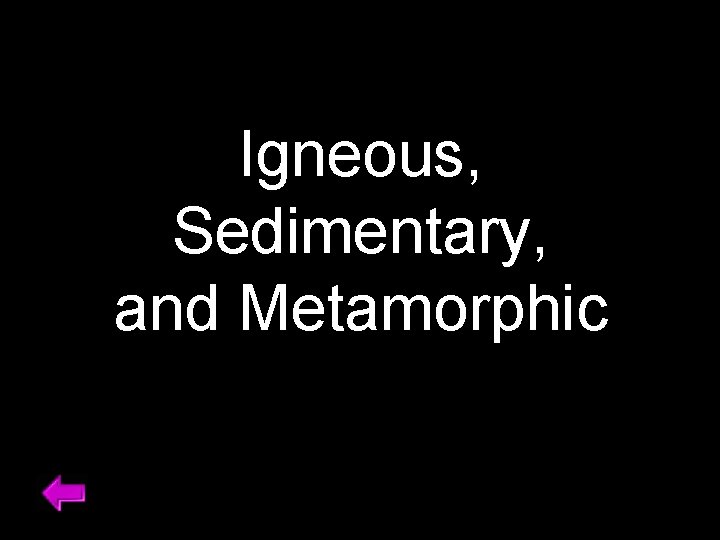 Igneous, Sedimentary, and Metamorphic 