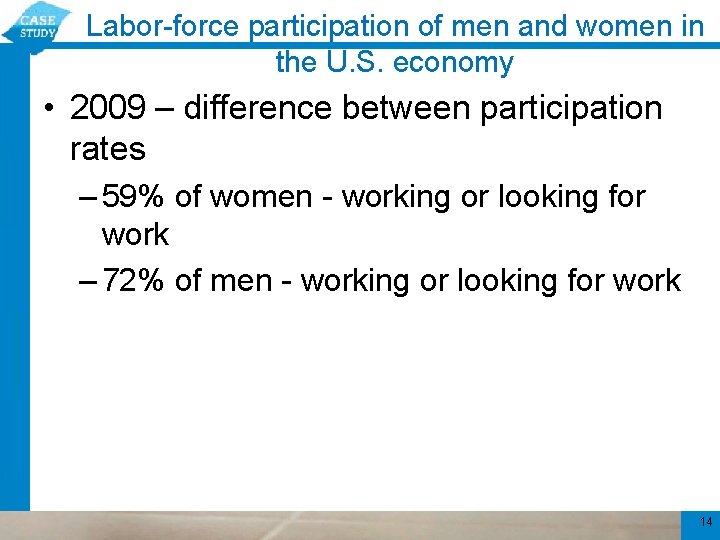 Labor-force participation of men and women in the U. S. economy • 2009 –