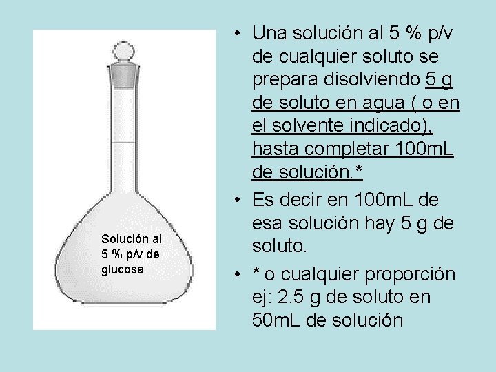 Solución al 5 % p/v de glucosa • Una solución al 5 % p/v