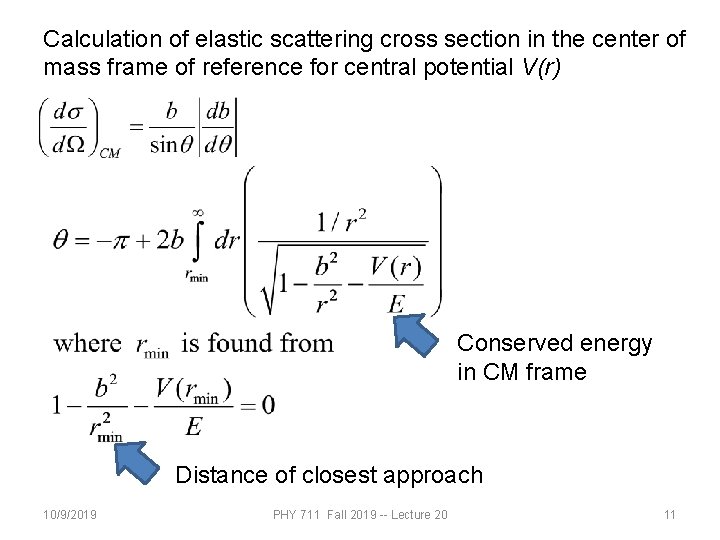Calculation of elastic scattering cross section in the center of mass frame of reference