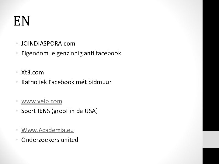 EN • JOINDIASPORA. com • Eigendom, eigenzinnig anti facebook • Xt 3. com •