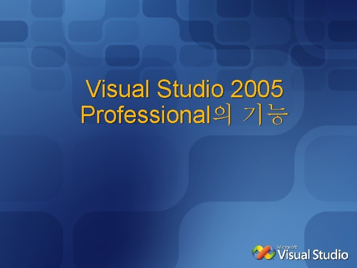 Visual Studio 2005 Professional의 기능 