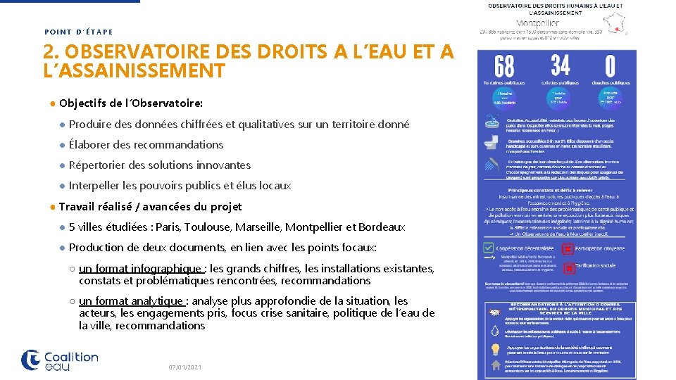 POINT D’ÉTAPE 2. OBSERVATOIRE DES DROITS A L’EAU ET A L’ASSAINISSEMENT ● Objectifs de