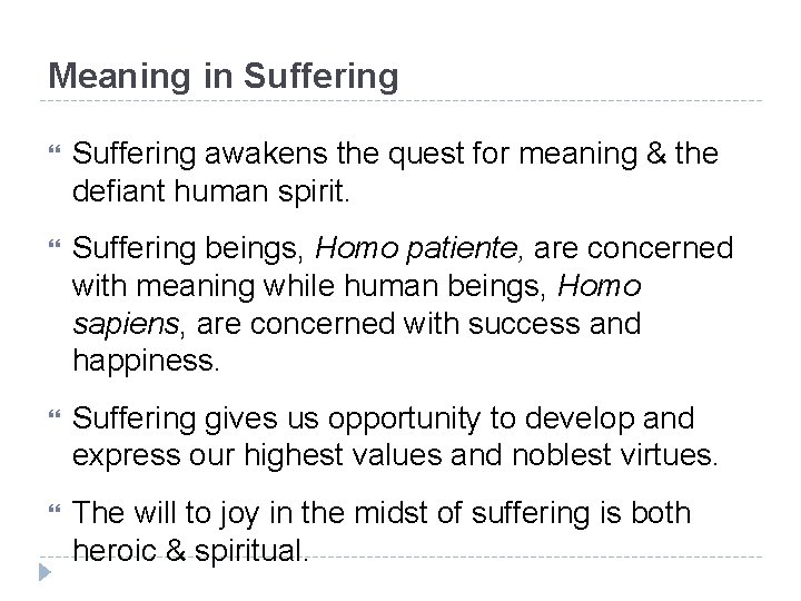 Meaning in Suffering awakens the quest for meaning & the defiant human spirit. Suffering