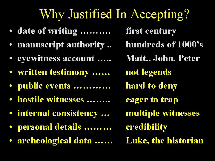 Why Justified In Accepting? • • • date of writing ………. manuscript authority. .