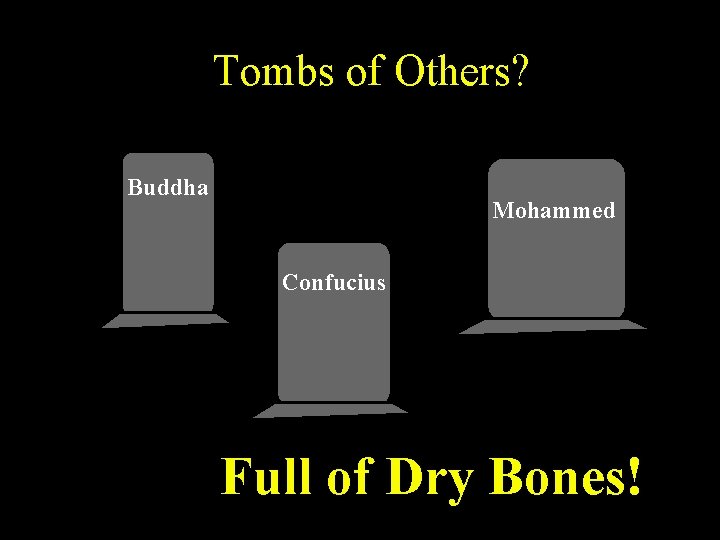 Tombs of Others? Buddha Mohammed Confucius Full of Dry Bones! 