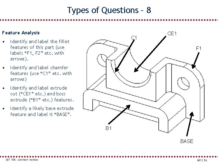 Types of Questions – 8 Feature Analysis • C 1 Identify and label the