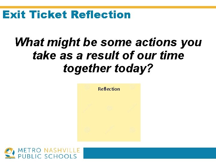 Exit Ticket Reflection What might be some actions you take as a result of