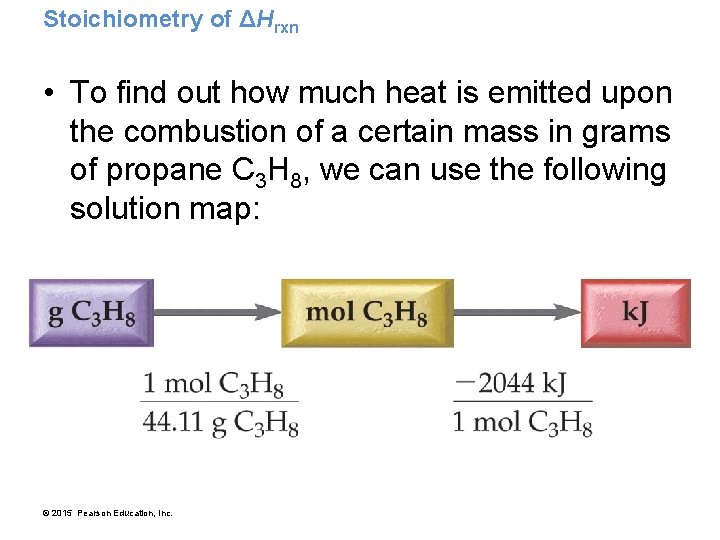 Stoichiometry of ΔHrxn • To find out how much heat is emitted upon the
