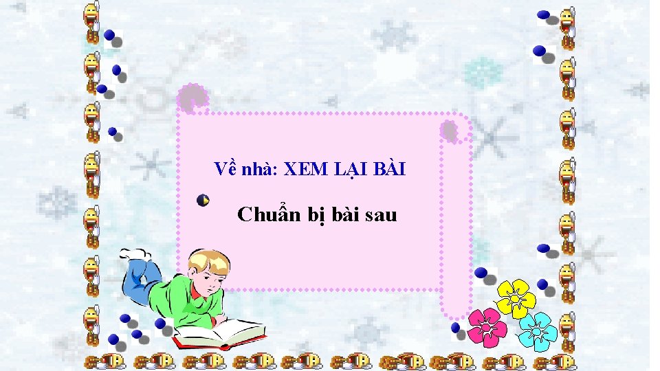 Về nhà: XEM LẠI BÀI Chuẩn bị bài sau Về nhà: XEM LẠI BÀI Chuẩn bị bài sau