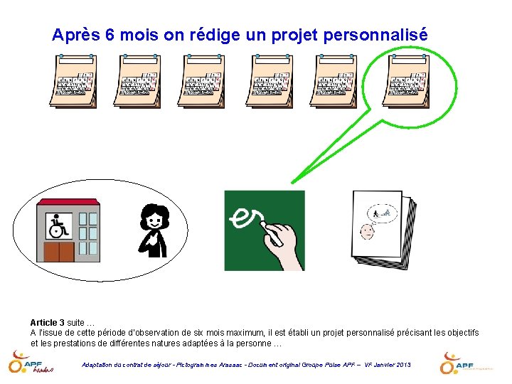 Après 6 mois on rédige un projet personnalisé Article 3 suite … A l’issue