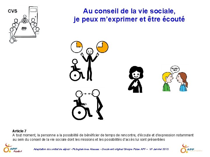 Au conseil de la vie sociale, je peux m’exprimer et être écouté Article 7