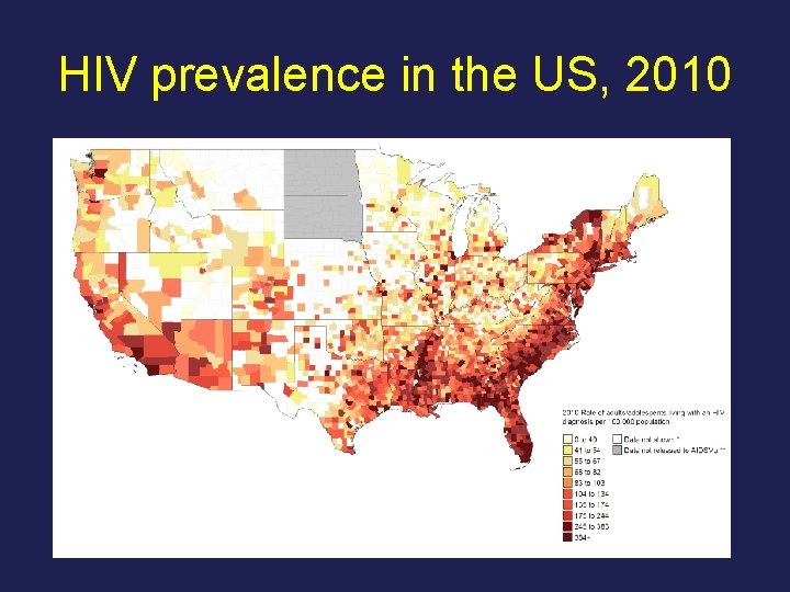HIV prevalence in the US, 2010 