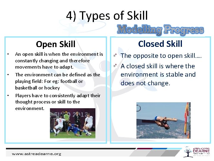 4) Types of Skill Open Skill • • • An open skill is when