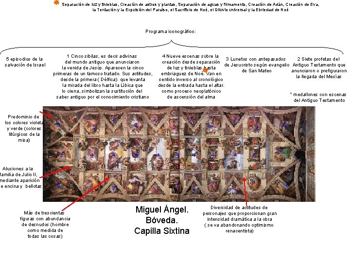 Separación de luz y tinieblas, Creación de astros y plantas, Separación de aguas y