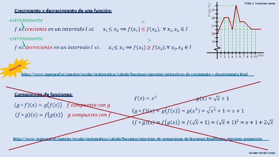 TEMA 2: Funciones reales Crecimiento y decrecimiento de una función: C RCI EJE IOS