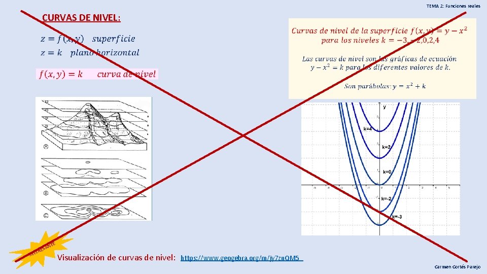 TEMA 2: Funciones reales CURVAS DE NIVEL: E NT INT SA ERE Visualización de