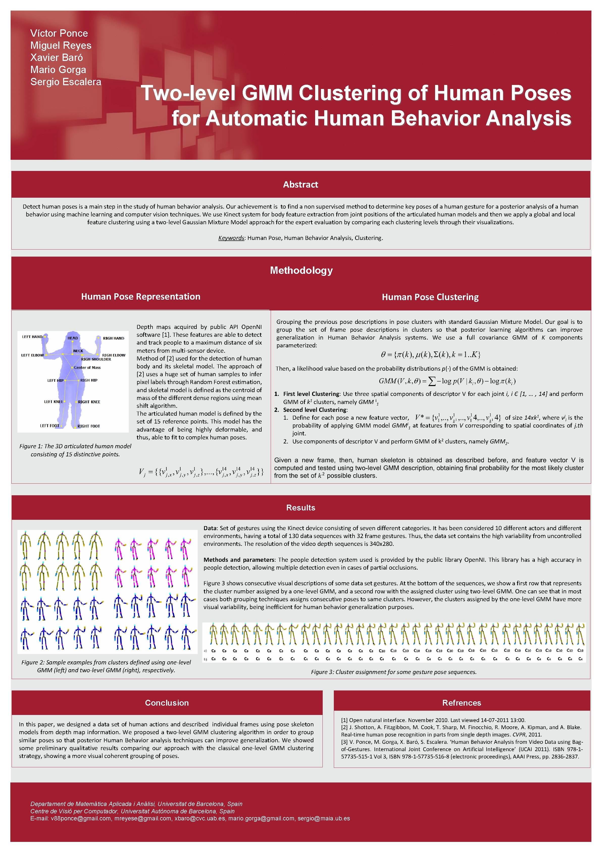 Víctor Ponce Miguel Reyes Xavier Baró Mario Gorga Sergio Escalera Two-level GMM Clustering of