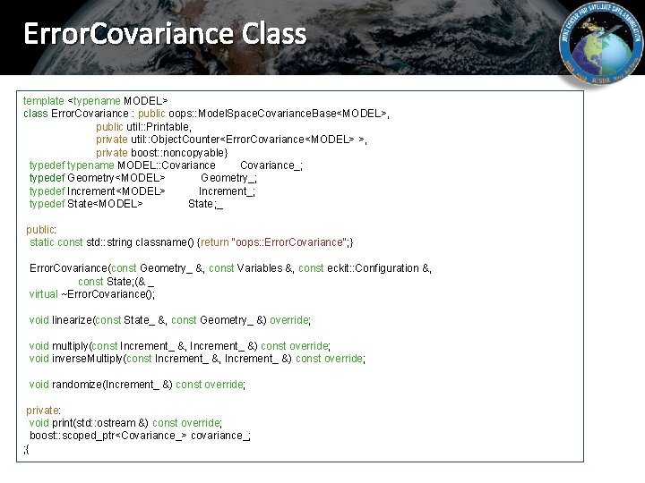 Error. Covariance Class template <typename MODEL> class Error. Covariance : public oops: : Model.
