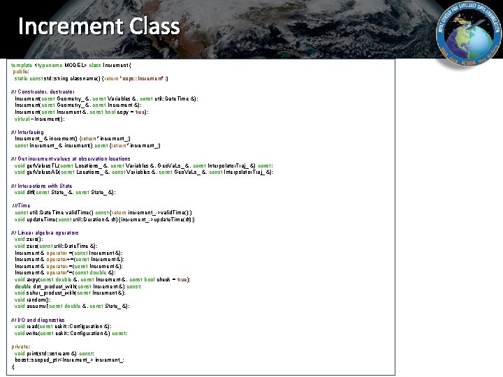 Increment Class template <typename MODEL> class Increment { public: static const std: : string
