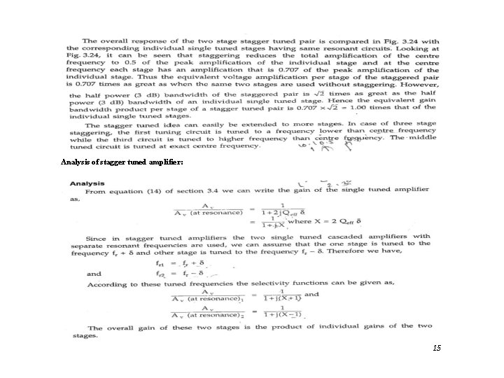 Analysis of stagger tuned amplifier: 15 