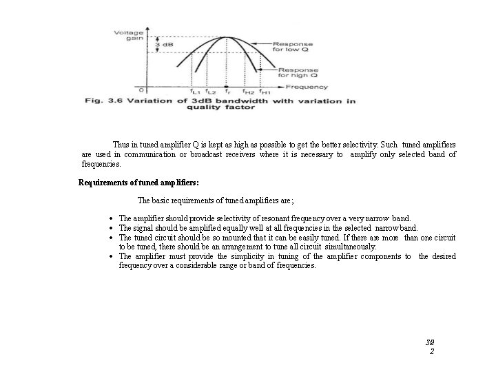 Thus in tuned amplifier Q is kept as high as possible to get the