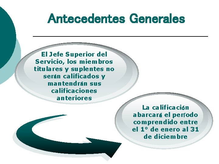 Antecedentes Generales El Jefe Superior del Servicio, los miembros titulares y suplentes no serán