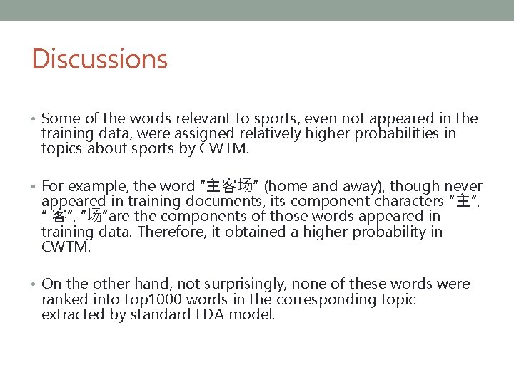 Discussions • Some of the words relevant to sports, even not appeared in the