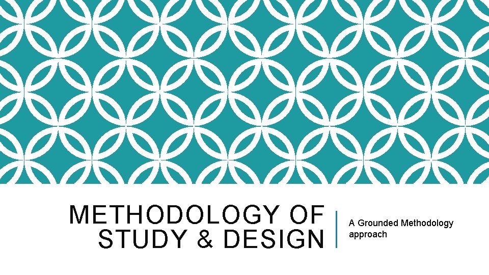 METHODOLOGY OF STUDY & DESIGN A Grounded Methodology approach 