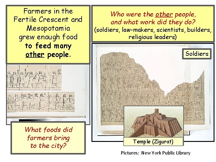 Farmers in the Fertile Crescent and Mesopotamia grew enough food to feed many other