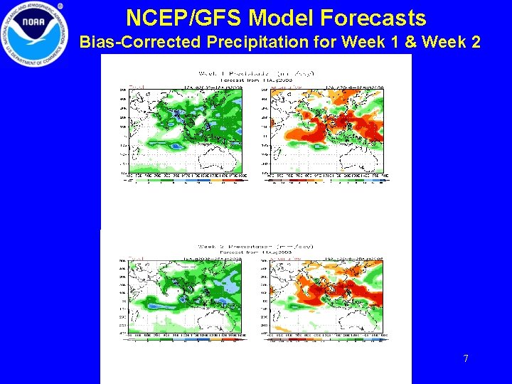 NCEP/GFS Model Forecasts Bias-Corrected Precipitation for Week 1 & Week 2 7 