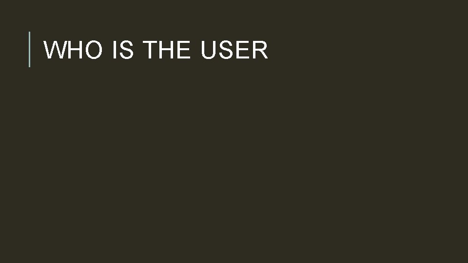 WHO IS THE USER 