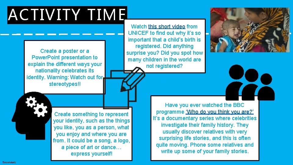 Activity Time Slide Example UNICEFDejongh ARTICLE OF THE WEEK GUIDANCE SLIDE Contents