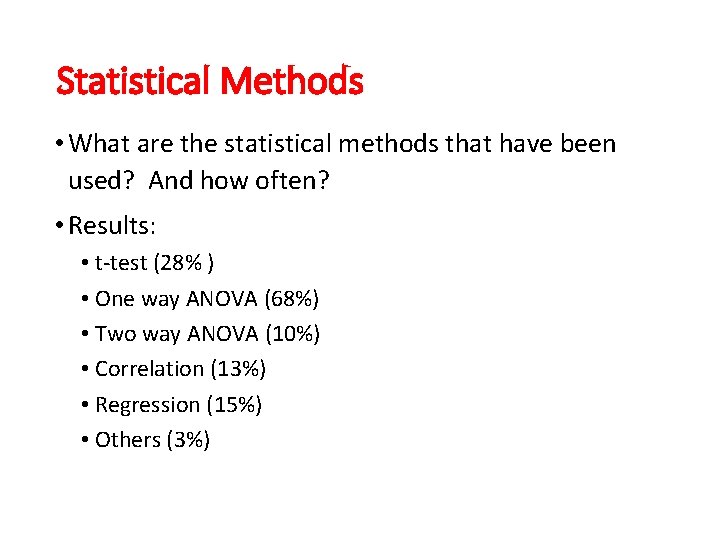 Statistical Techniques for Data Analysis Overview of Statistical