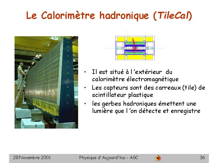 Le Calorimètre hadronique (Tile. Cal) • Il est situé à l ’extérieur du calorimètre