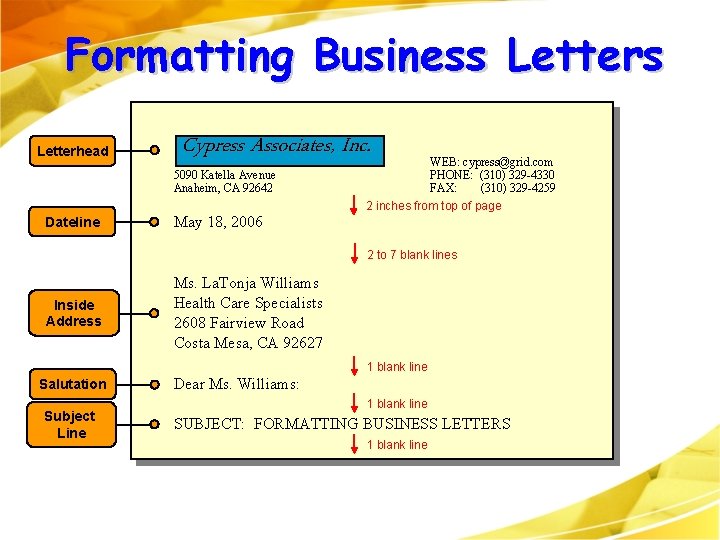 Formatting Business Letterhead Cypress Associates, Inc. 5090 Katella Avenue Anaheim, CA 92642 WEB: cypress@grid. Formatting Business Letterhead Cypress Associates, Inc. 5090 Katella Avenue Anaheim, CA 92642 WEB: cypress@grid.