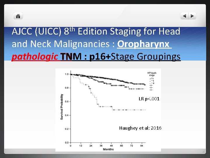AJCC (UICC) 8 th Edition Staging for Head and Neck Malignancies : Oropharynx pathologic AJCC (UICC) 8 th Edition Staging for Head and Neck Malignancies : Oropharynx pathologic