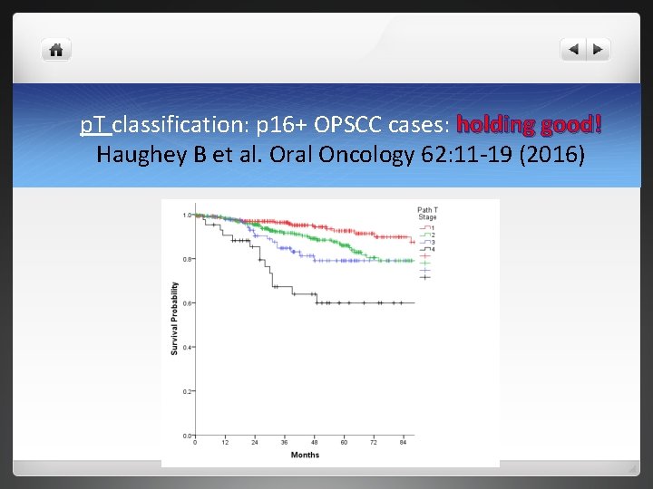 p. T classification: p 16+ OPSCC cases: holding good! Haughey B et al. Oral p. T classification: p 16+ OPSCC cases: holding good! Haughey B et al. Oral