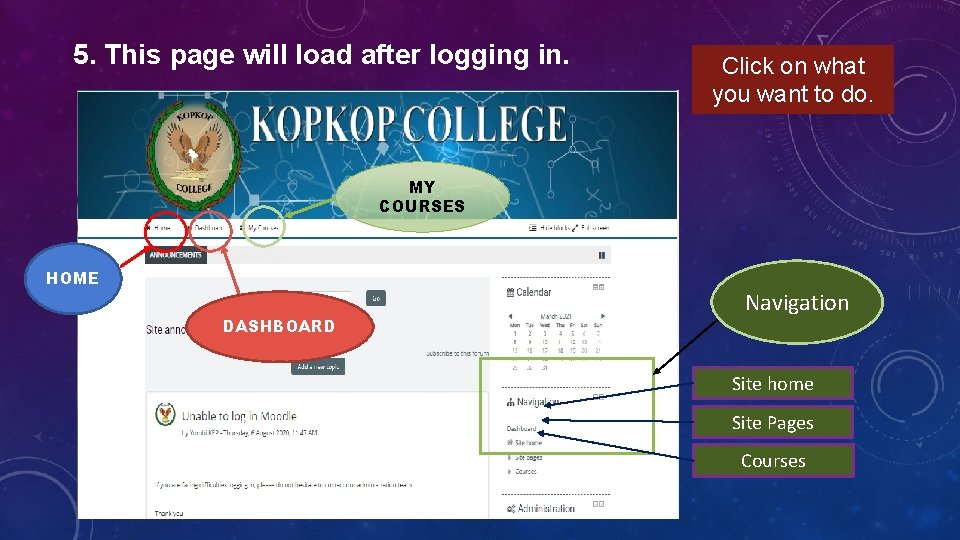 5. This page will load after logging in. Click on what you want to