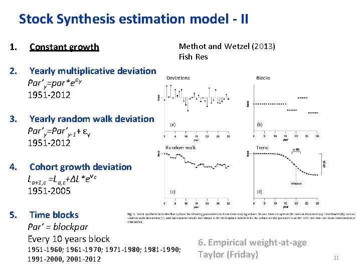 Stock Synthesis estimation model - II 1. Constant growth 2. Yearly multiplicative deviation Par’y=par*eεy